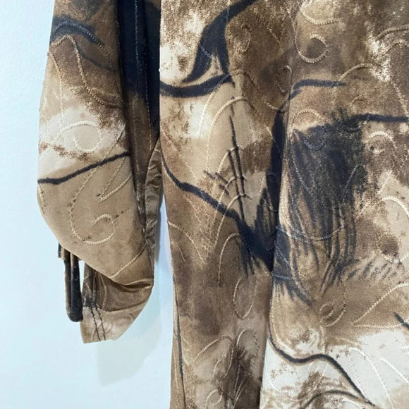 Clientele Smoky Tie-Dye 3/4-Sleeve Brown and Cream Women's L Shirt - Picture 5 of 16